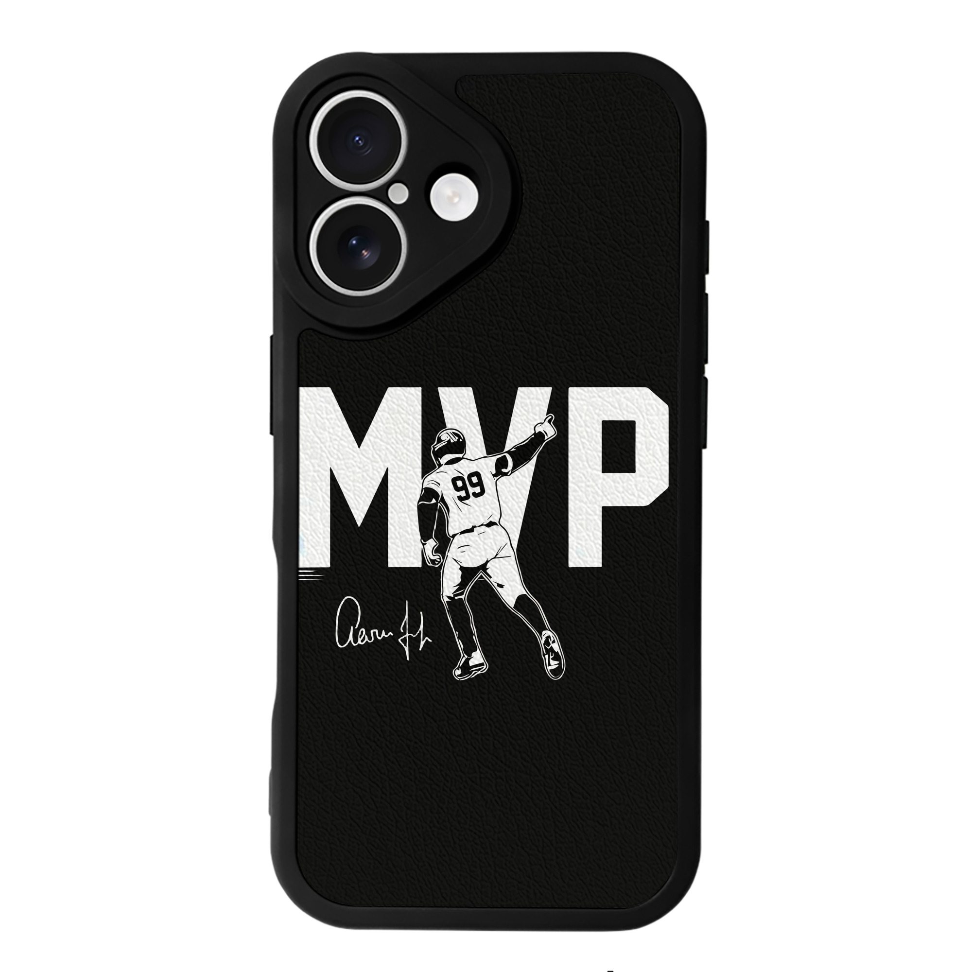 Aaron Judge MVP IPhone 16 Silicone Leather Case – UV Print, Lambskin Texture – Perfect Fit, Wireless Charging Compatible, Scratch Resistant, Precise Cutouts – Stylish Protection For IPhone 16